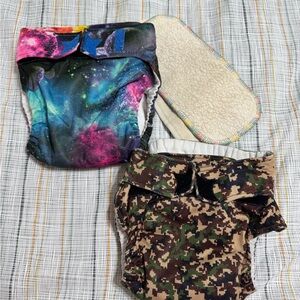 Ragababe Galaxy Print and Camo Print Cloth Diaper Set, AIO Size Large